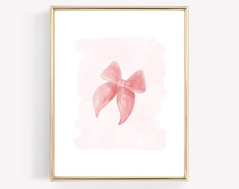 Pink Bow Watercolor Art Print