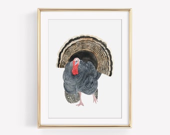 Wild Turkey Watercolor Print, Wildlife print, nursery decor, hunting decor, man cave, baby boy nursery