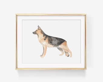 ジャーマンシェパードの水彩画 印刷可能なアート ジャーマンシェパード