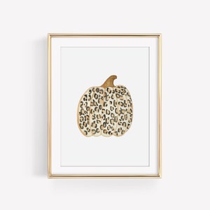 Leopard Print Pumpkin Watercolor Print fall art, Fall print, autumn wall decor, leopard print, fall home decor, autumn, pumpkin decor