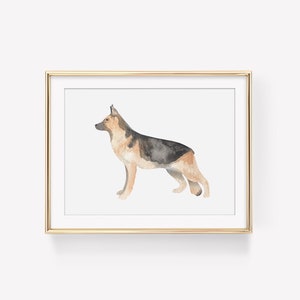 Watercolor German Shepherd Dog Art Print, Physical Art Print