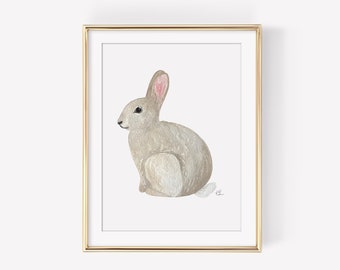Watercolor Bunny Art Print, Rabbit art print