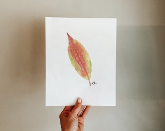 Sumac Leaf Watercolor Print fall art, Fall Leaf print, autumn wall decor, gift for outdoor lover, red fall leaf, fall home decor, autumn