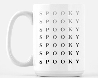 SPOOKY Halloween Mug, fall mug, autumn mug, halloween mug, spooky, gift for fall, coffee mug with ghosts, ceramic, 15 ounce mug