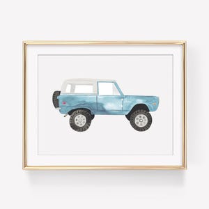 Vintage Blue Ford Bronco Digital Download, car clip art