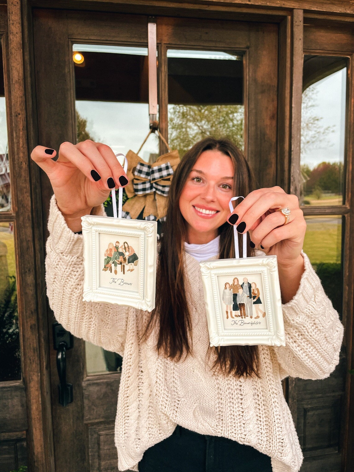 unique christmas tree ornaments personalized handpainted watercolor family photo ornaments