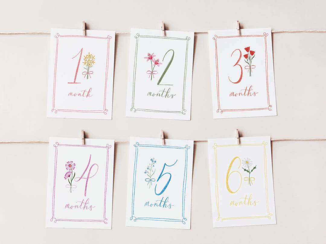 Girl Milestone Cards | Wildflower Watercolor | Baby Shower Gift ...