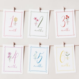 Girl Milestone Cards | Wildflower Watercolor | Baby Shower Gift | Newborn Gift