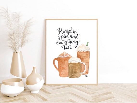 watercolor pumpkin spice and everything nice, watercolor pumpkin