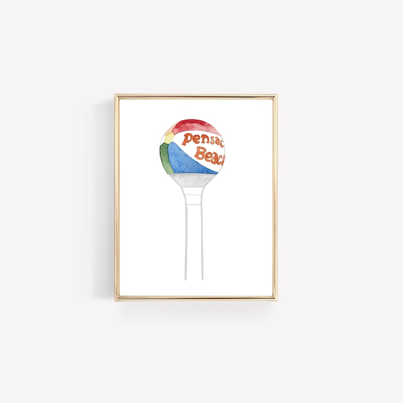 Pensacola Beach Ball Watercolor Art Print