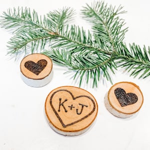 Wood Slice Heart Magnet Set | Personalized Love Magnets