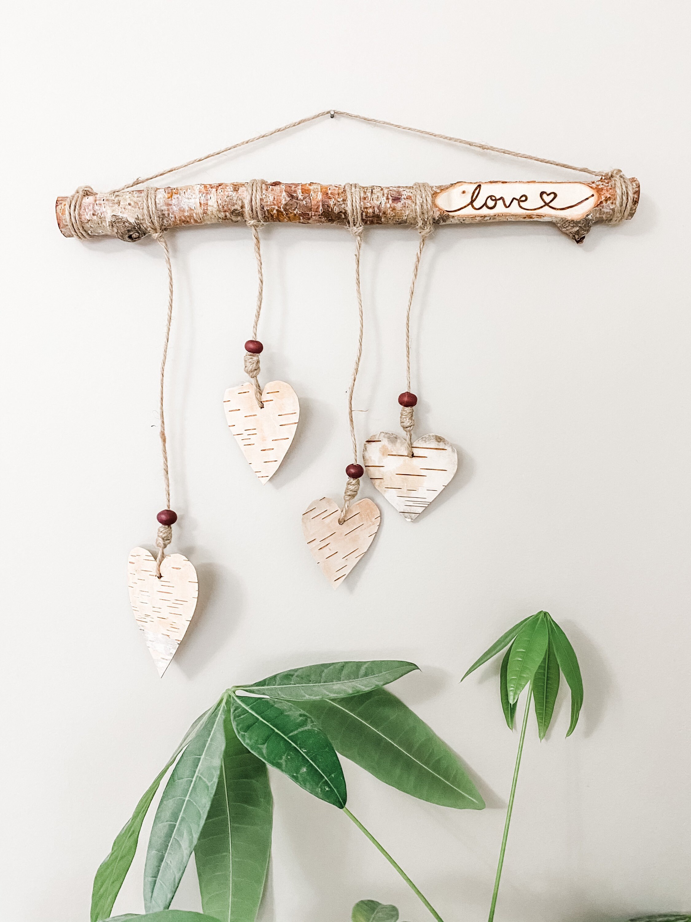 Birch Branch Wall Hanging Rustic Love Birch Bark Decor Etsy