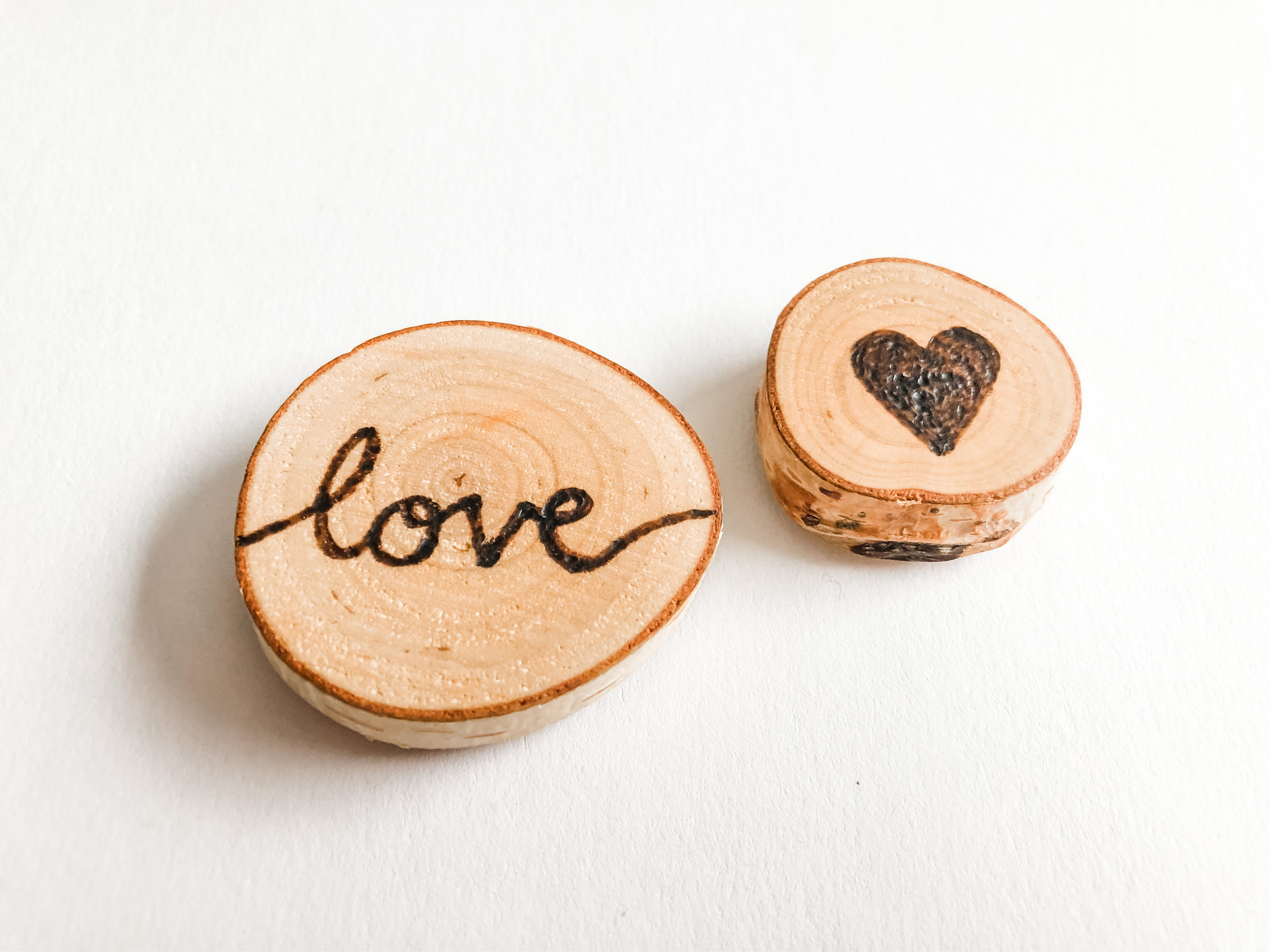 Wood Slice Love Set Rustic Heart Etsy