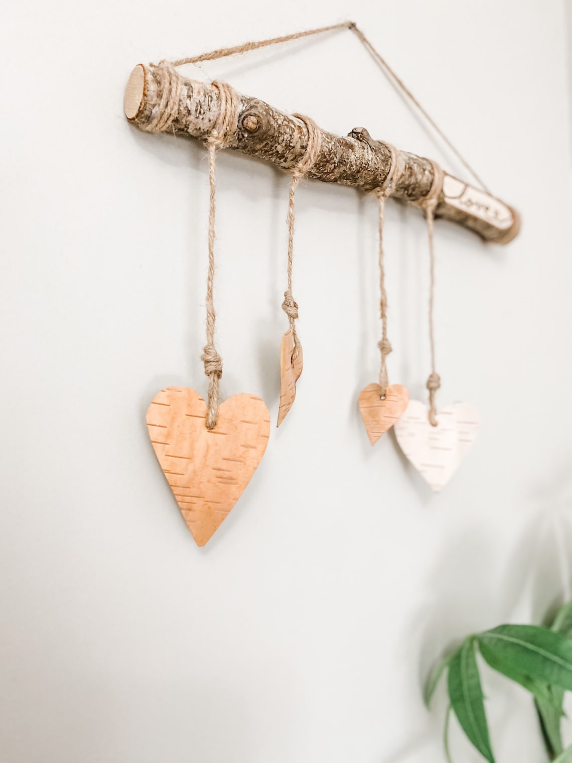 Birch Branch Wall Hanging Rustic Love Birch Bark Decor Etsy