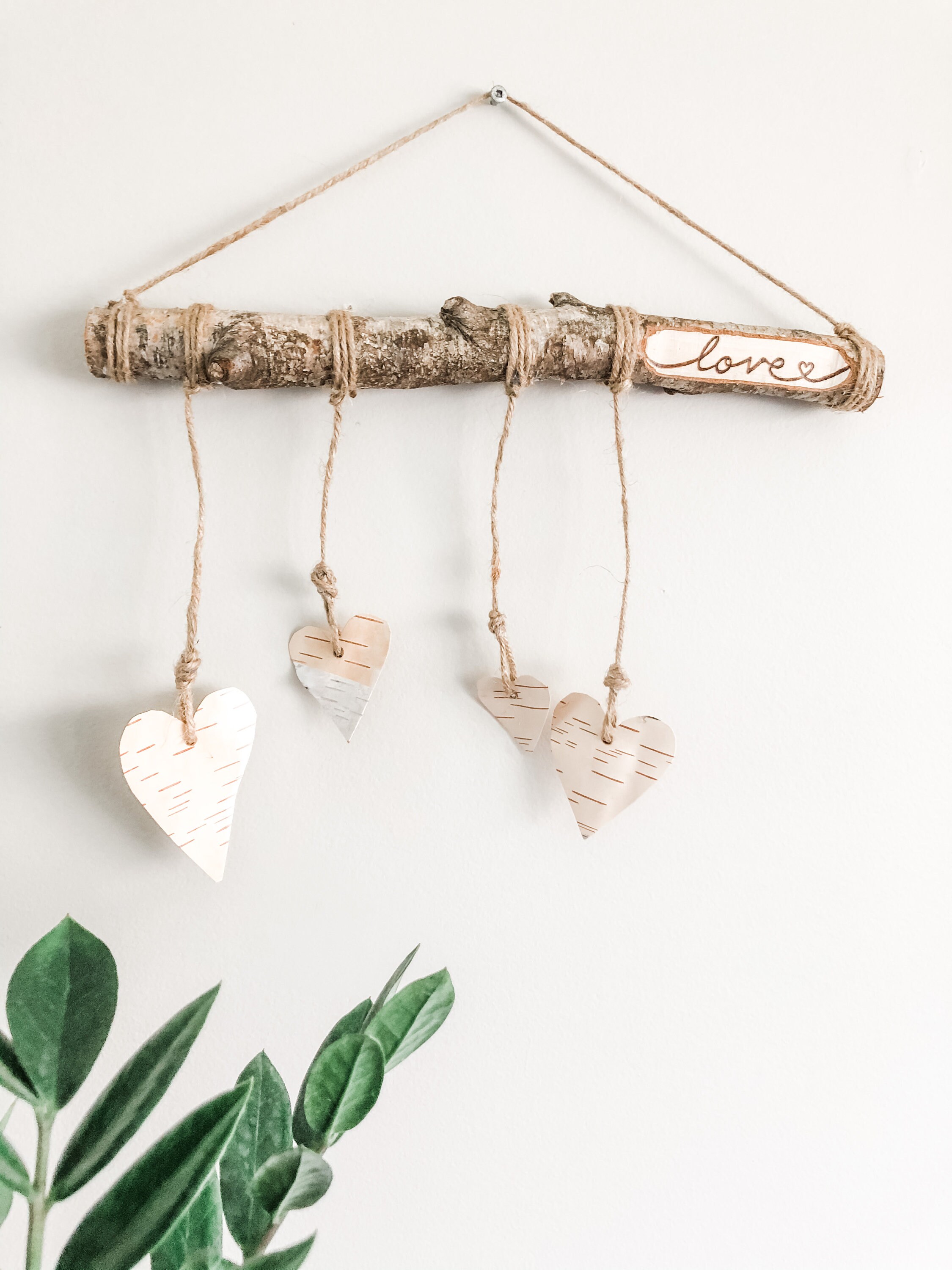 Birch Branch Wall Hanging Rustic Love Birch Bark Decor Etsy