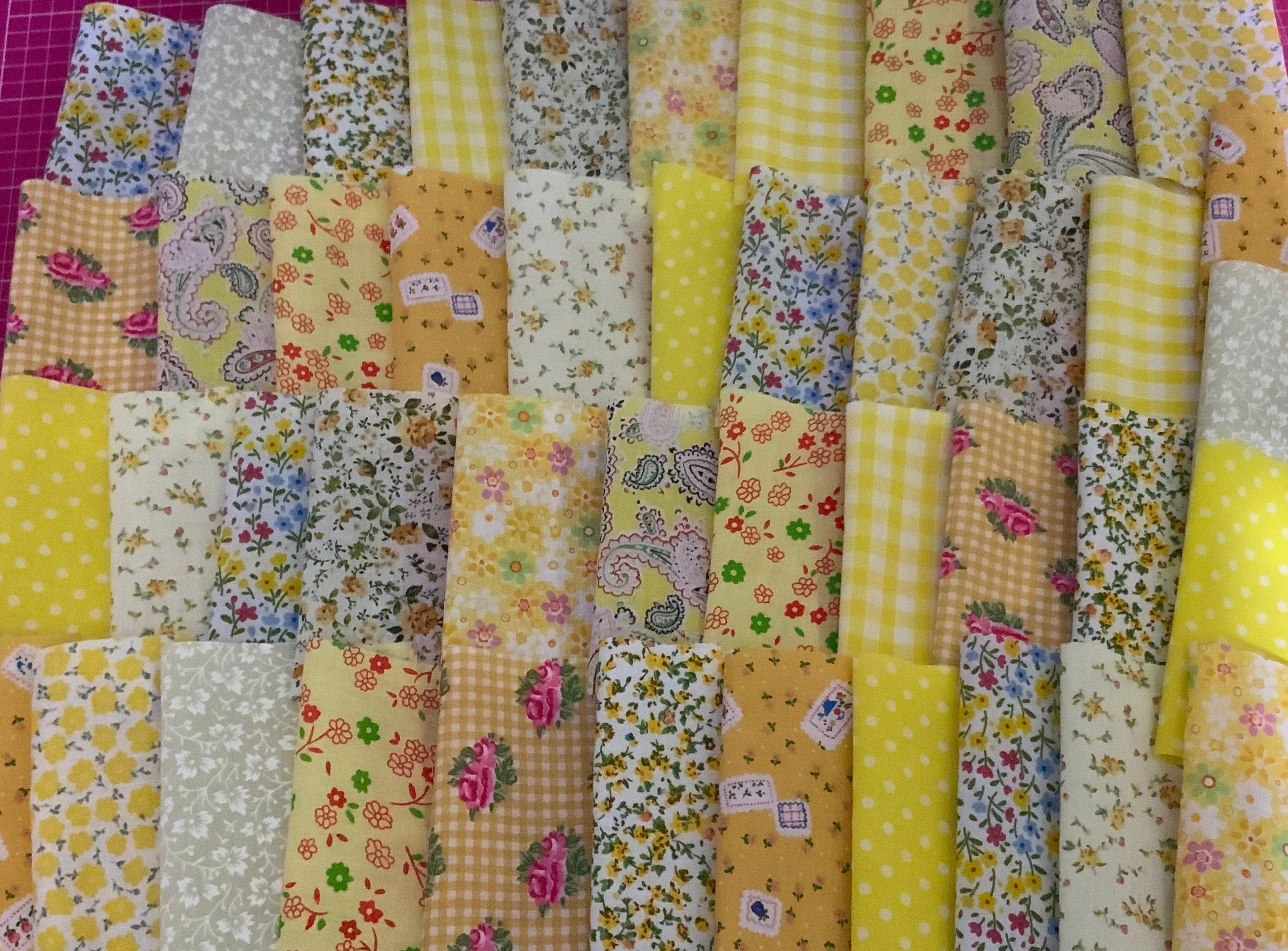 50 x 5 patchwork quilting fabric mixed Yellow pack. Y02 Etsy