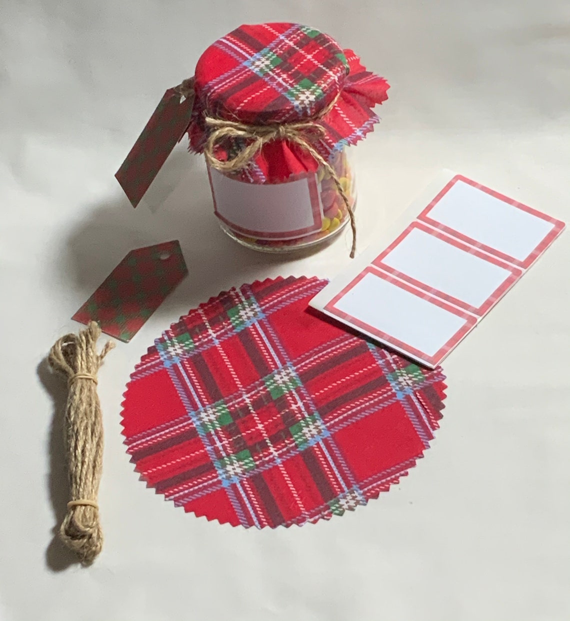 Jam jar Lid tops covers RED TARTAN printed fabric x 6 Plus Etsy