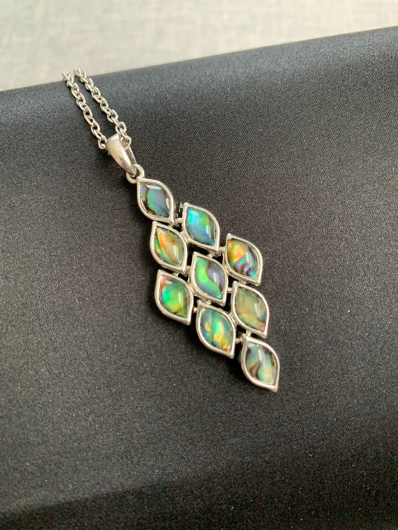 Sterling silver mother pearl shell green iridescen