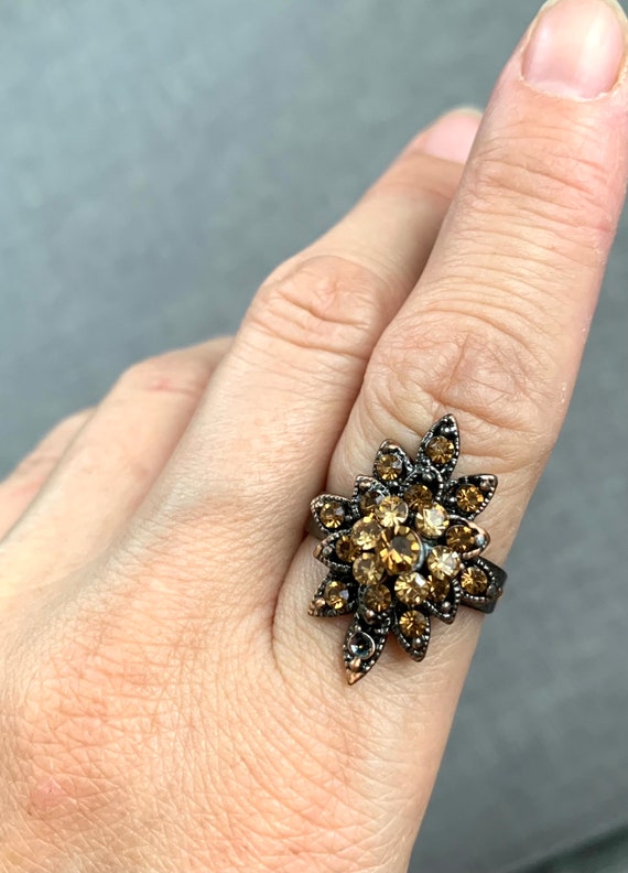 Two crystal rhinestone statement rings - image 1