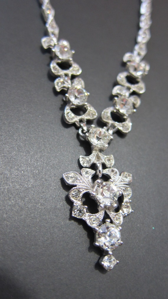 Crystal rhinestone bridal necklace silver