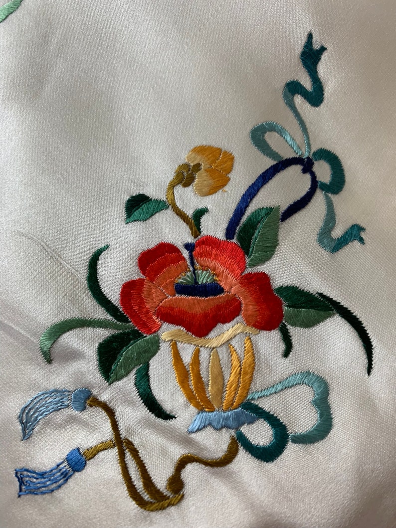 White Hand Embroidered Chinese Silk Jacket Etsy