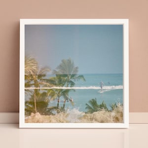 Hawaii Surf & Palm Trees Fotografi: Väggkonst på kuststranden