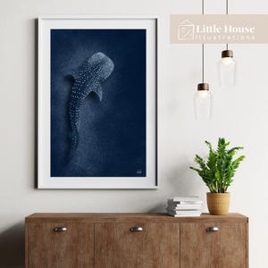 Valhaj Konsttryck – Kustväggdekor, Hawaii Ocean Illustration, Marint Liv Poster