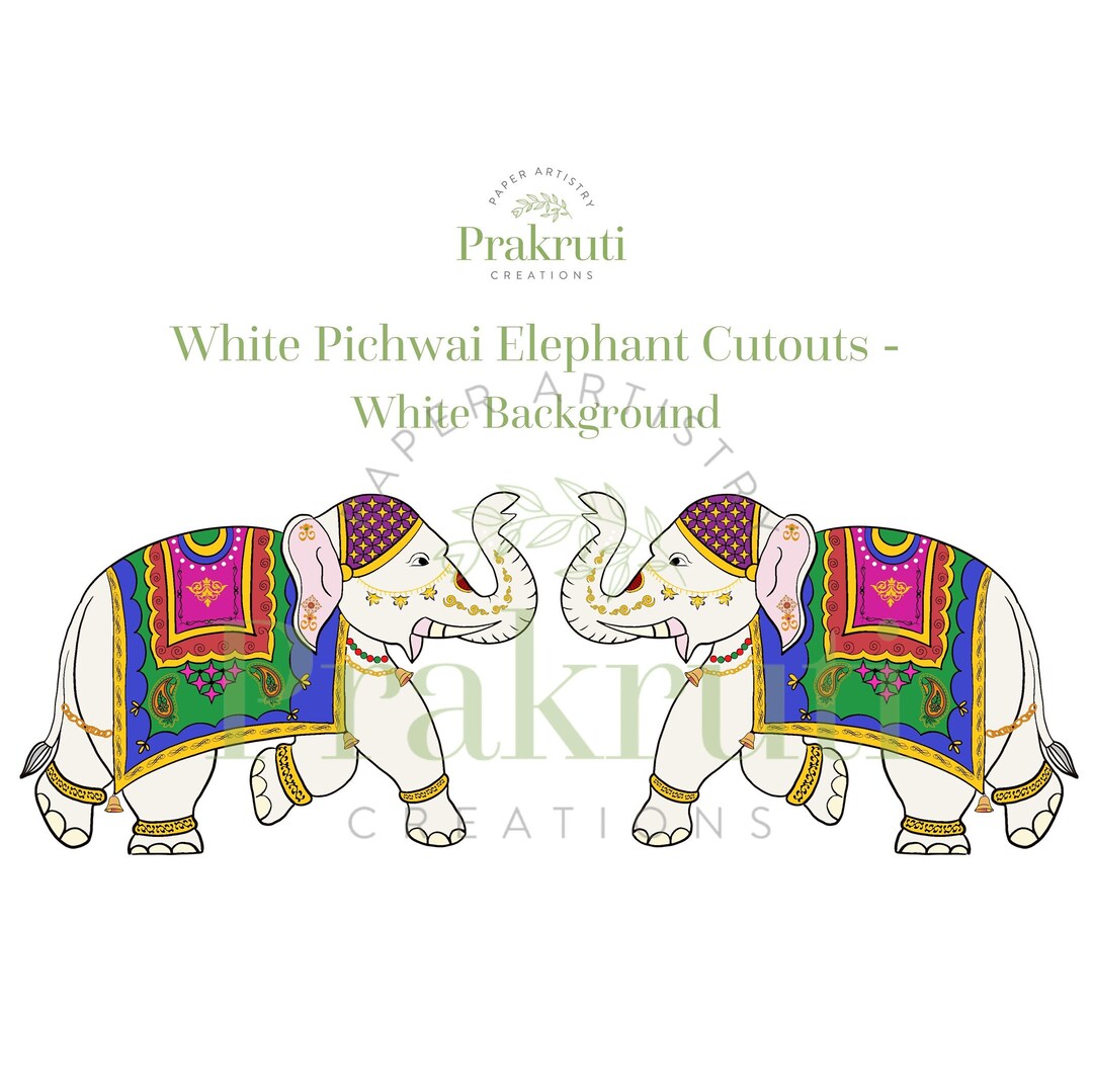 White Pichwai Elephant Cutouts: Hindu Decor (digital Download) - Etsy