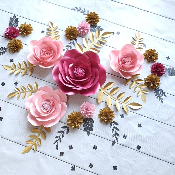 Medium Pearl Paper Flowers Set Nursery Bedroom Etsy