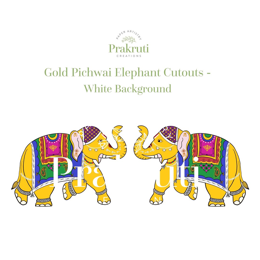 Gold Pichwai Elephant Cutouts: Hindu Puja Decor (digital Download) - Etsy