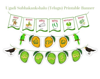 Ugadi Subhakankshalu Telugu Downloadable Banner - Digital Item - Print and display at your own convenience