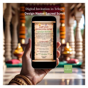 Upanayanam Digital Invitation | Sacred Scroll Design | Invitation for Yagnopavith Samskar, Thread Ceremony, Janeu | Customizable | Telugu