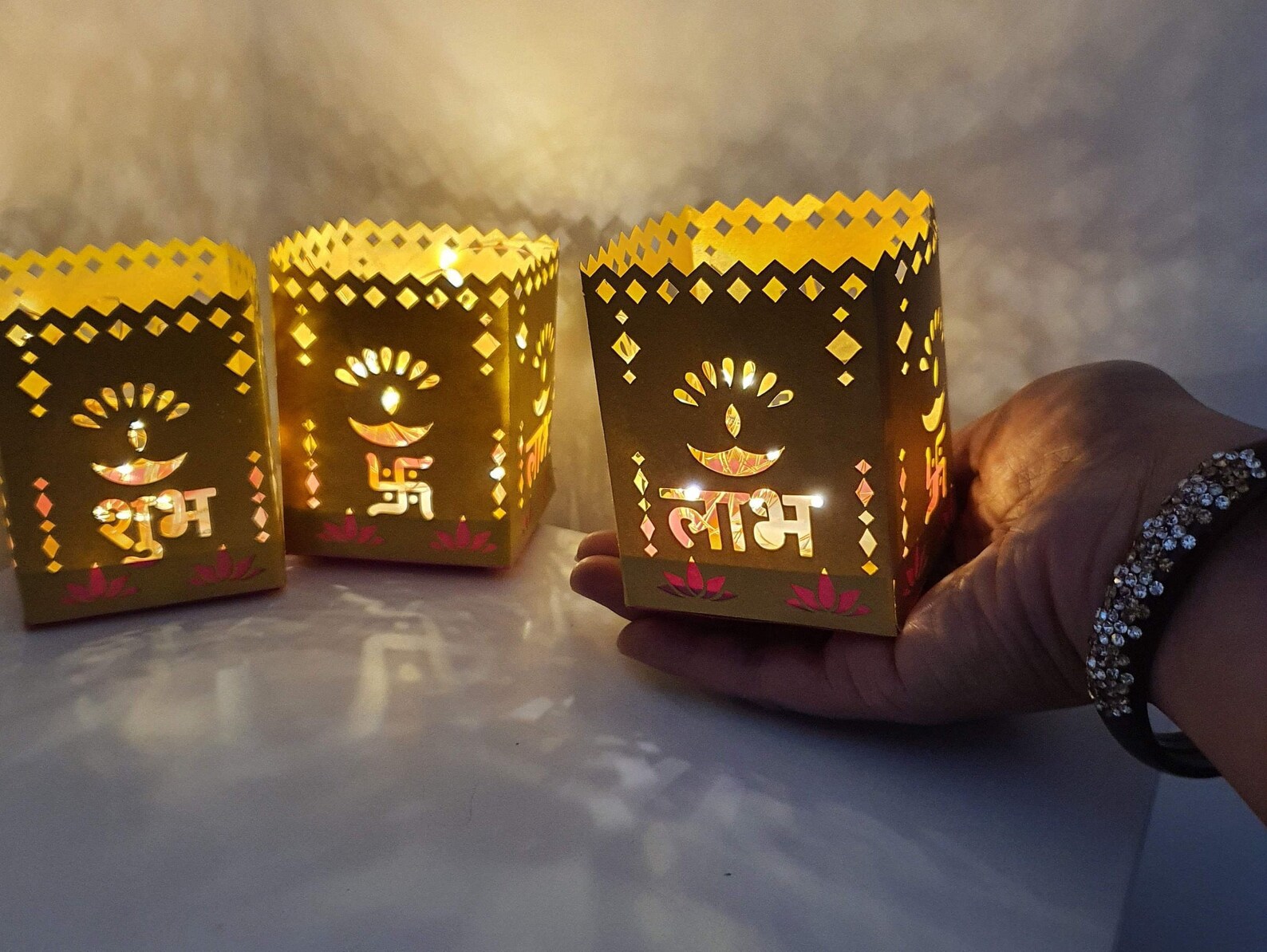 Gold Cardstock Diwali Mini Lantern Tealight holder & Lights Etsy