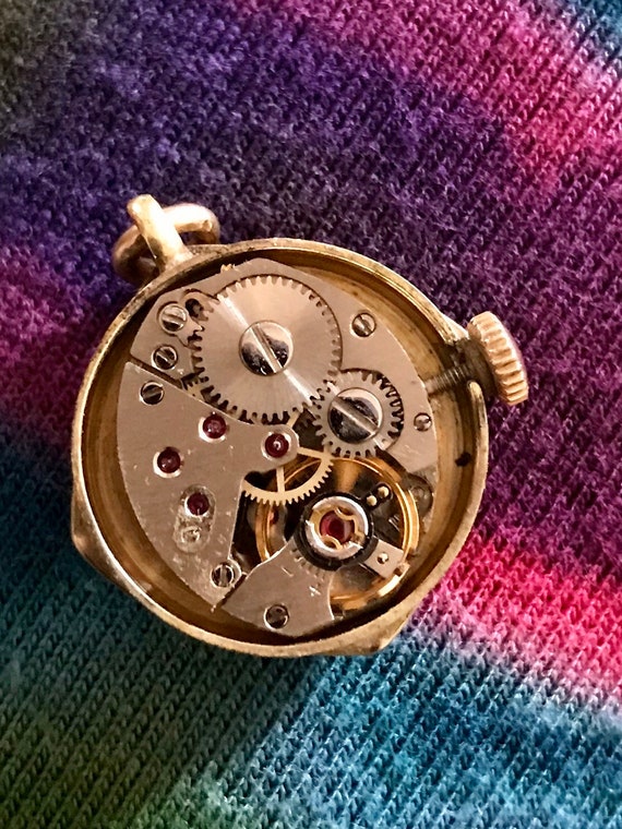 Vintage Emka Swiss 17 jewel Necklace Watch - Gem