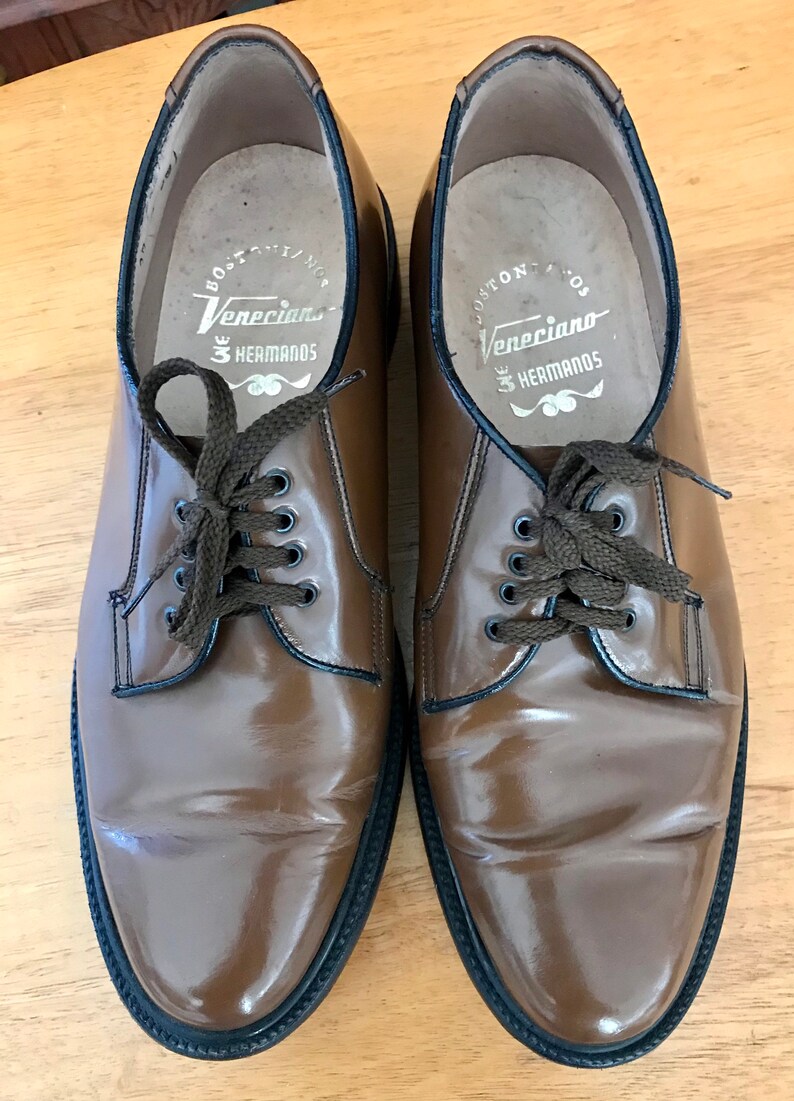 Vintage 1940\u2019s Bostonianos Patent Leather Oxfords Hand Made sz 8