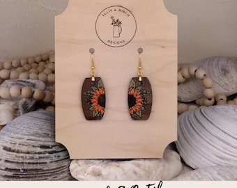 Sunflower Earrings Glowforge Laser Cutter SVG Digital File