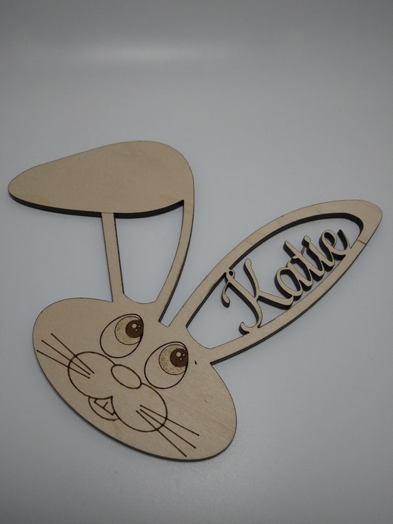 Download Easter Bunny Happy Face Name Tag Svg Png Cut File For Laser Etsy