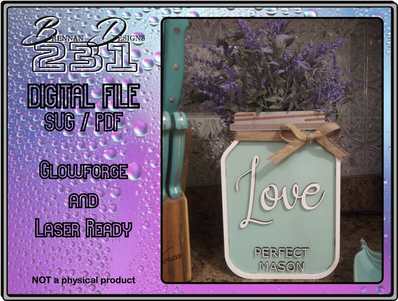 Mason Jar Dry Vase Glowforge Laser Cutter SVG Digital File - Etsy