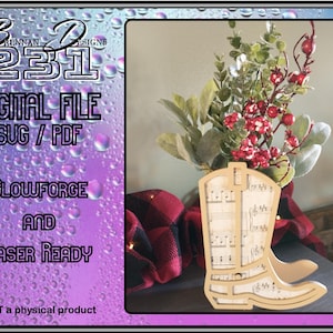 Cowboy Boot Dry Vase Glowforge Laser Cutter SVG Fichier numérique