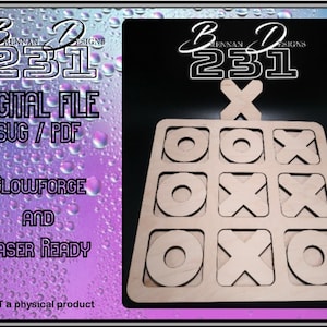Tic Tac Toe - X&#39;s and O&#39;s -  SVG / PDF laser cut file - Glowforge - COMMERCIAL use
