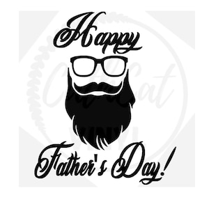 Happy Father es Day Bart Gesicht mit Tattoo Schrift Svg, Png, Jpeg, Dxf für Schneidemaschinen, Cricut, Silhouette Cut Files