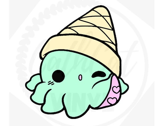 Cute Kawaii octopus icecream cone Svg Dxf Png and jpeg cut | Etsy