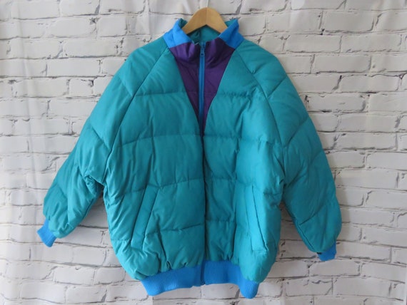 Turquoise Puffer Ski Jacket Vintage 