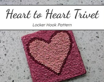 Patrón de gancho para casillero / Salvamanteles de corazón a corazón / Descarga digital