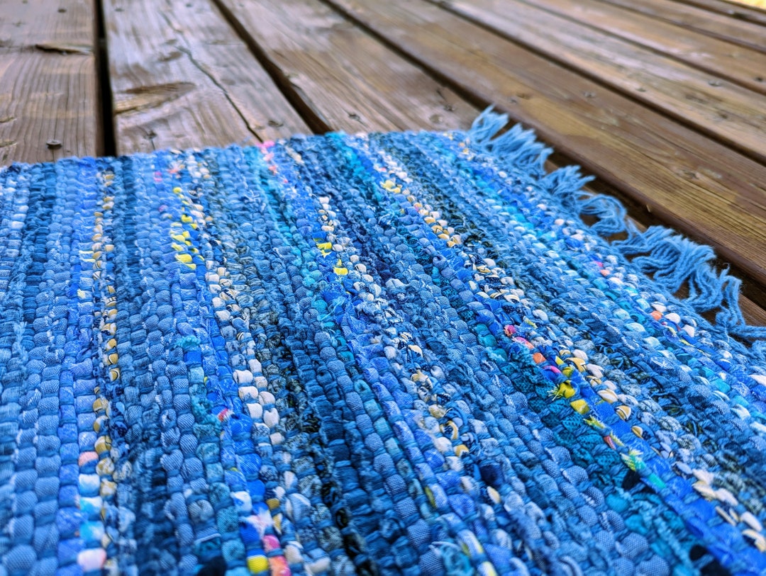 Weaved Rag Rug Woven Rag Rug 20 X 42 In. Washable Secondhand Fabric - Etsy