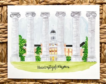 University Watercolor Painting Print | Graduation Gift