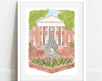 NEW University Watercolor Painting Print