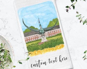 CUSTOM University Tea Towel | Watercolor Painting Kitchen Towel