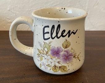 Vintage Clay In Mind &quot;Ellen&quot; Coffee Mug Speckled Flowers