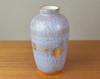 Stangl Pottery Vase 9" Antique Gold/Aqua Classic Design Mid Century Modern Hand Painted Trenton NJ